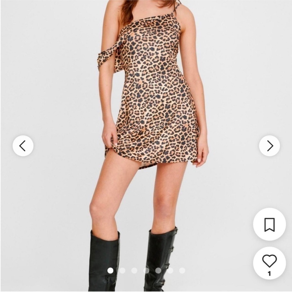 Nasty Gal twisted asymmetrical mini dress in leopard